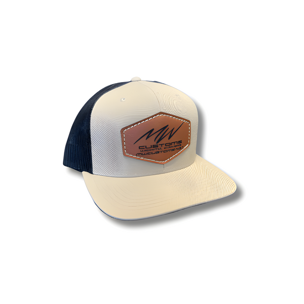 TAN/BLACK HAT WITH LEATHER PATCH