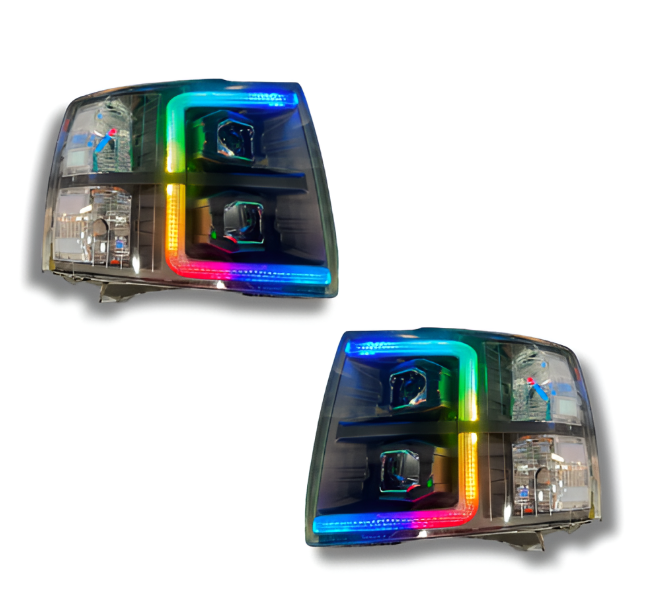 2007 - 13 CHEVY SILVERADO DUAL PROJECTOR + C BAR HEADLIGHTS