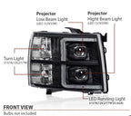 2007 - 13 CHEVY SILVERADO DUAL PROJECTOR + C BAR HEADLIGHTS