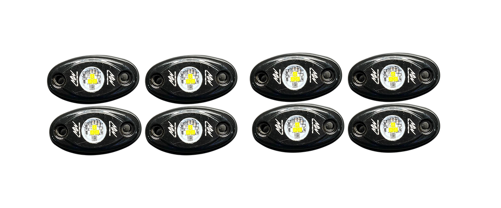 8PC WHITE ROCK LIGHT KIT (STANDARD)