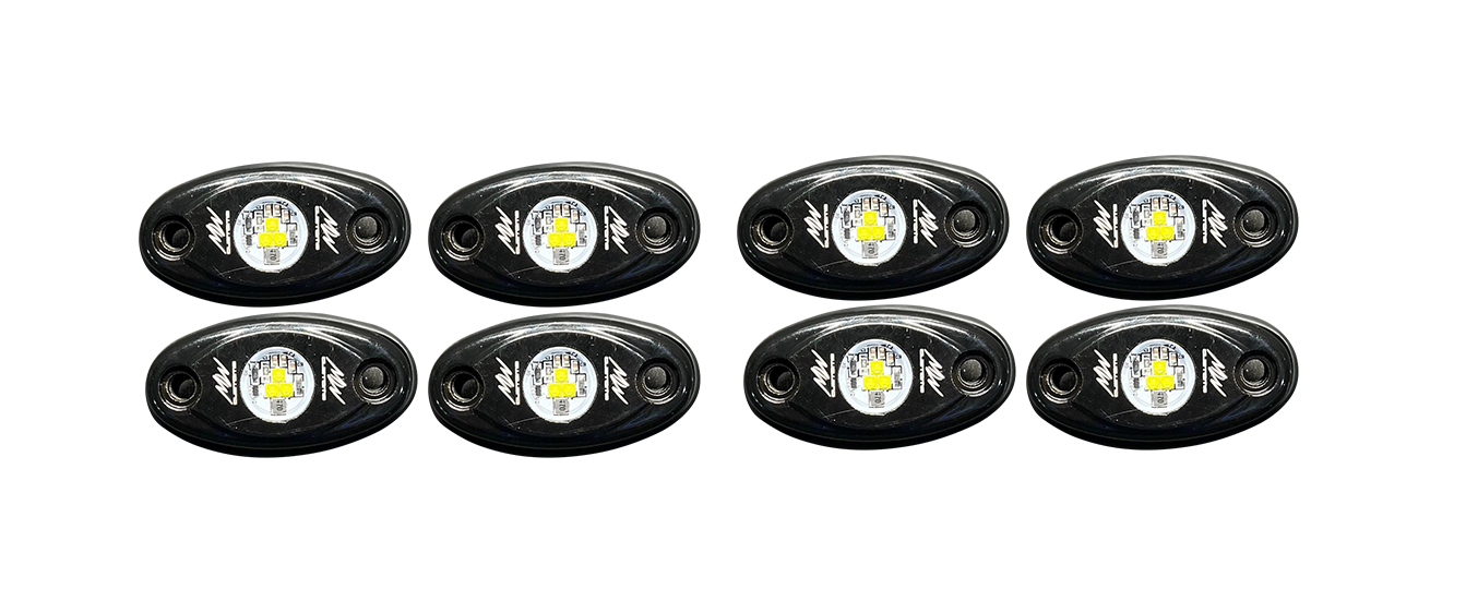8PC WHITE ROCK LIGHT KIT (STANDARD)