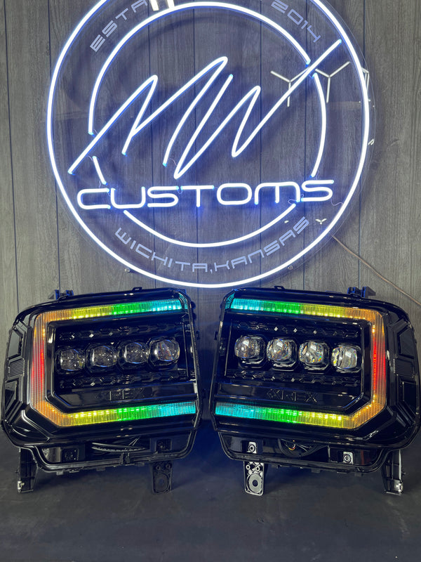PRE-BUILT 2014-18 ALPHAREX GMC SIERRA HEADLIGHTS NOVA SERIES