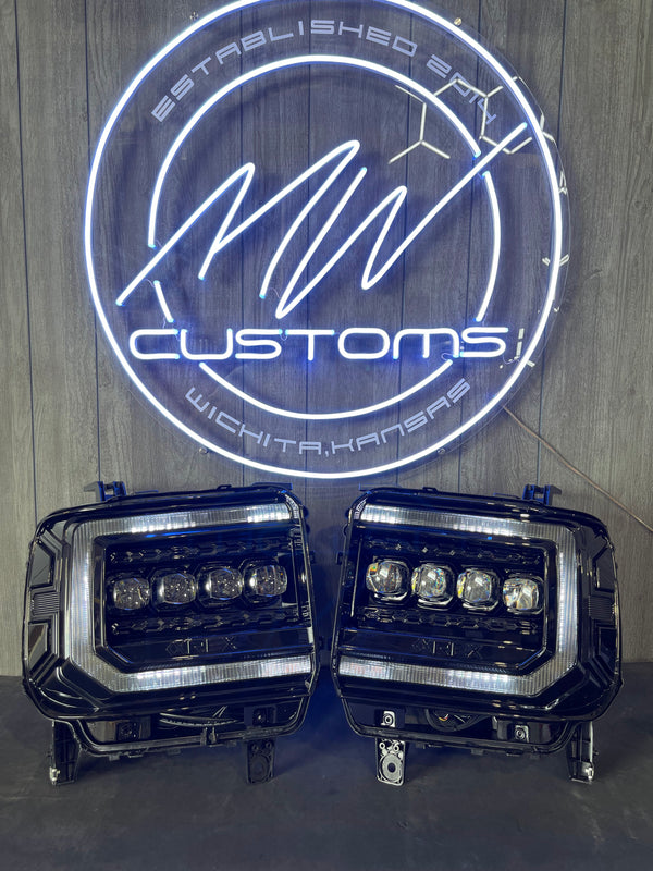 PRE-BUILT 2014-18 ALPHAREX GMC SIERRA HEADLIGHTS NOVA SERIES