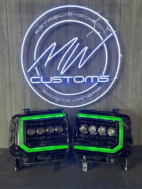 PRE-BUILT 2014-18 ALPHAREX GMC SIERRA HEADLIGHTS NOVA SERIES