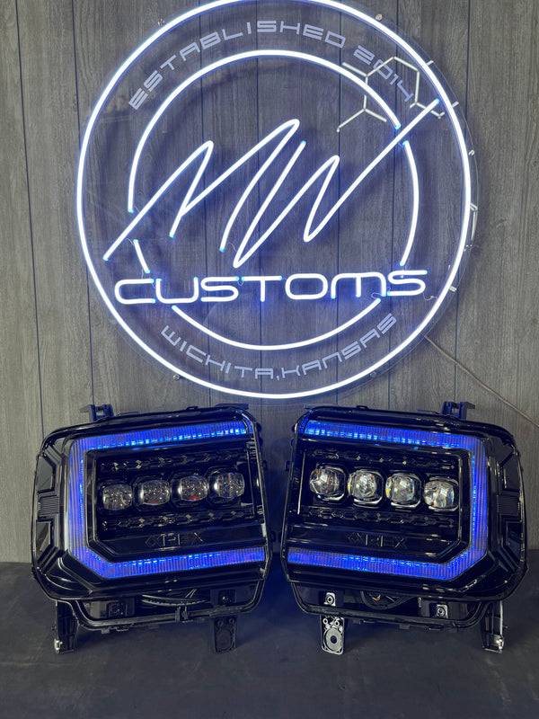PRE-BUILT 2014-18 ALPHAREX GMC SIERRA HEADLIGHTS NOVA SERIES