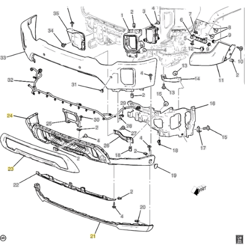 2020 - 23 GMC SIERRA HD COLORMATCHED FRONT END SHROUDS AND VALENCE