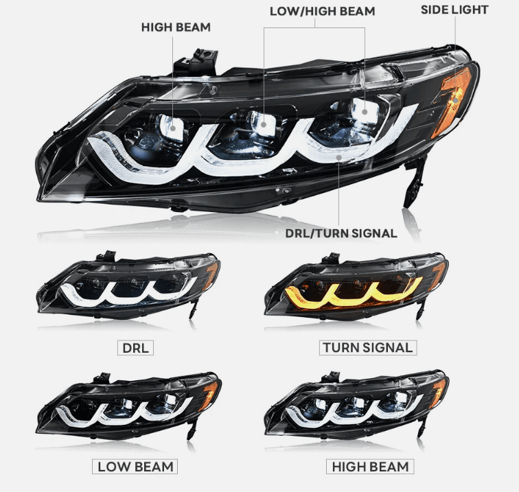 2006 - 2011 HONDA CIVIC 4 DOOR TRIPLE BEAM HEADLIGHTS