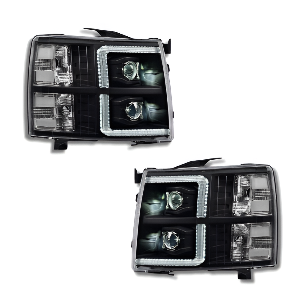2007 - 13 CHEVY SILVERADO DUAL PROJECTOR + C BAR HEADLIGHTS