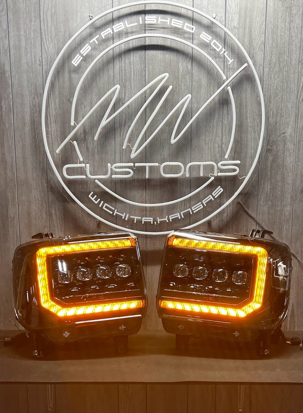PRE-BUILT 2014-18 ALPHAREX GMC SIERRA HEADLIGHTS NOVA SERIES