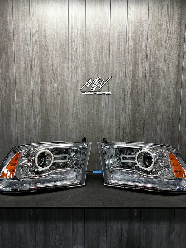 PRE-BUILT 2009-18 Dodge Ram OEM Projector Headlights With Projector Halos
