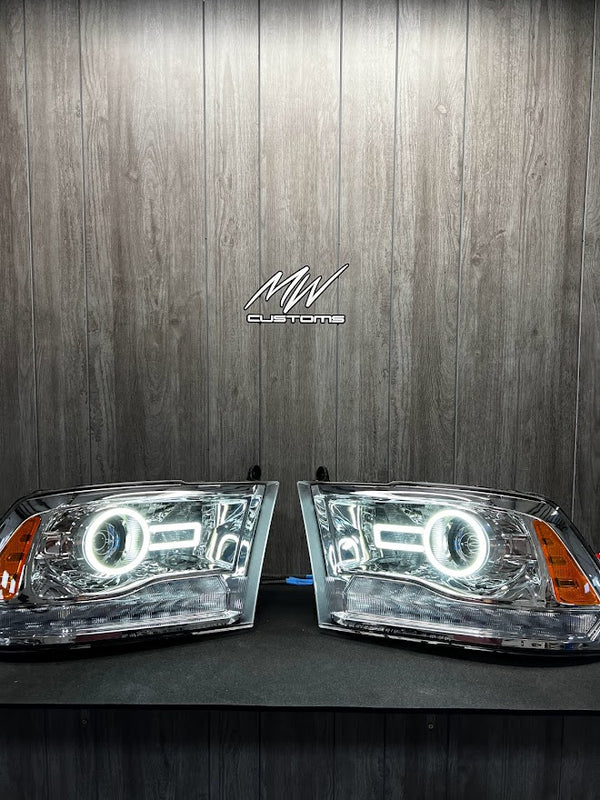 PRE-BUILT 2009-18 Dodge Ram OEM Projector Headlights With Projector Halos