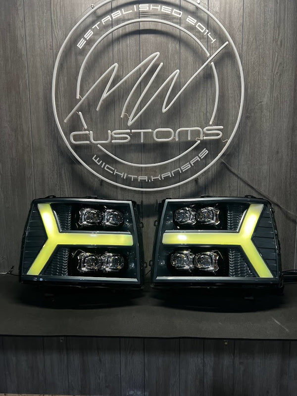 PRE BUILT 2007-13 SILVERADO ALPHAREX HEADLIGHTS