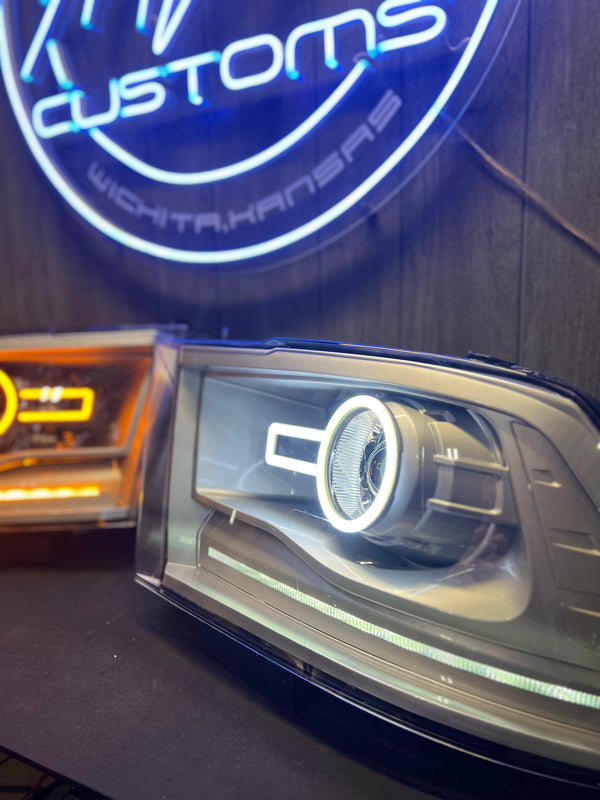 PRE-BUILT 2009-18 Dodge Ram OEM Projector Headlights With Projector Halos