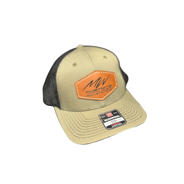 OLIVE GREEN/BLACK HAT WITH LEATHER PATCH